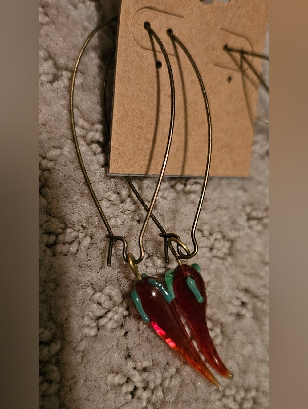 Handmade Glass Chili Pepper Earrings - Dangles